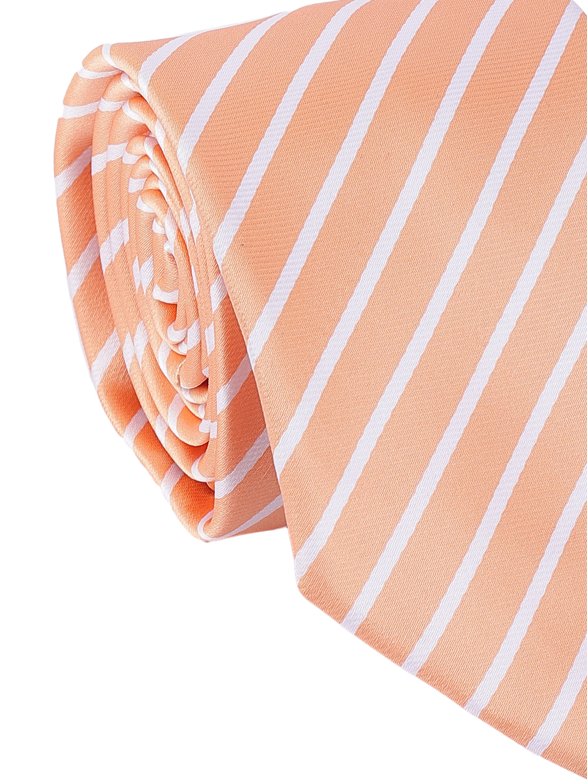 Peach and White Diagonal Striped Necktie