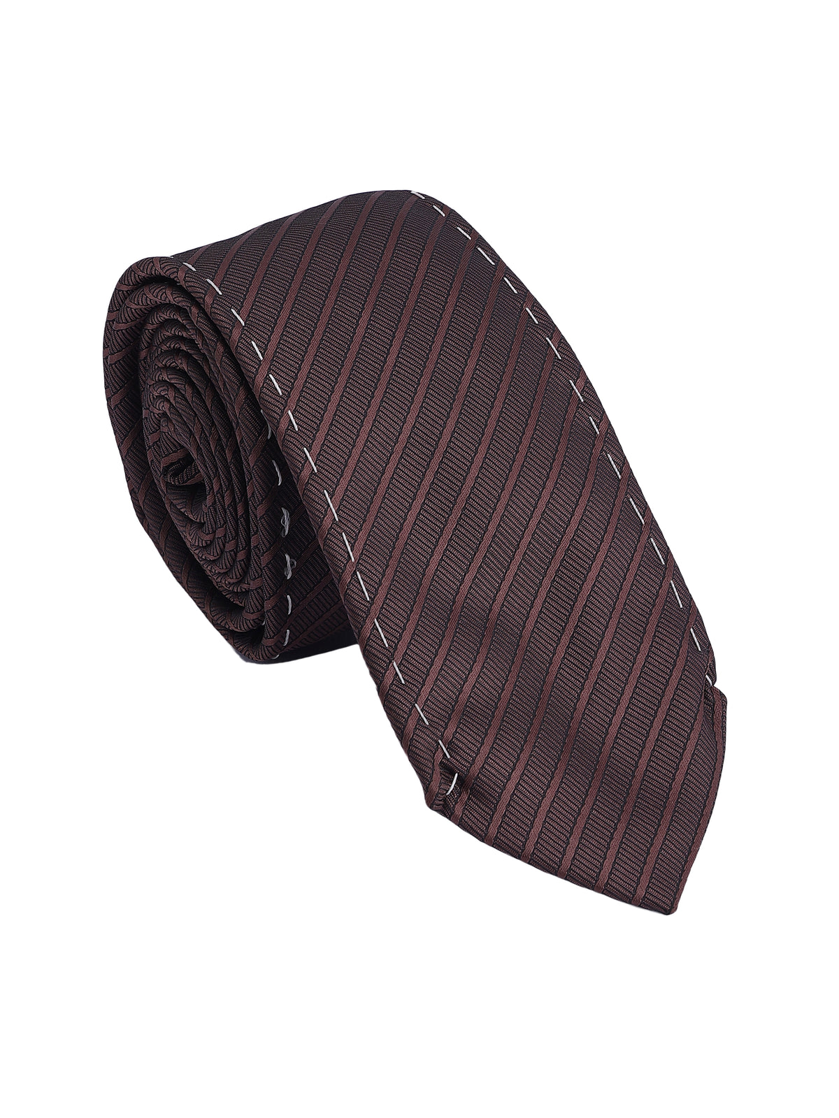 Dark Brown Striped Panel Necktie