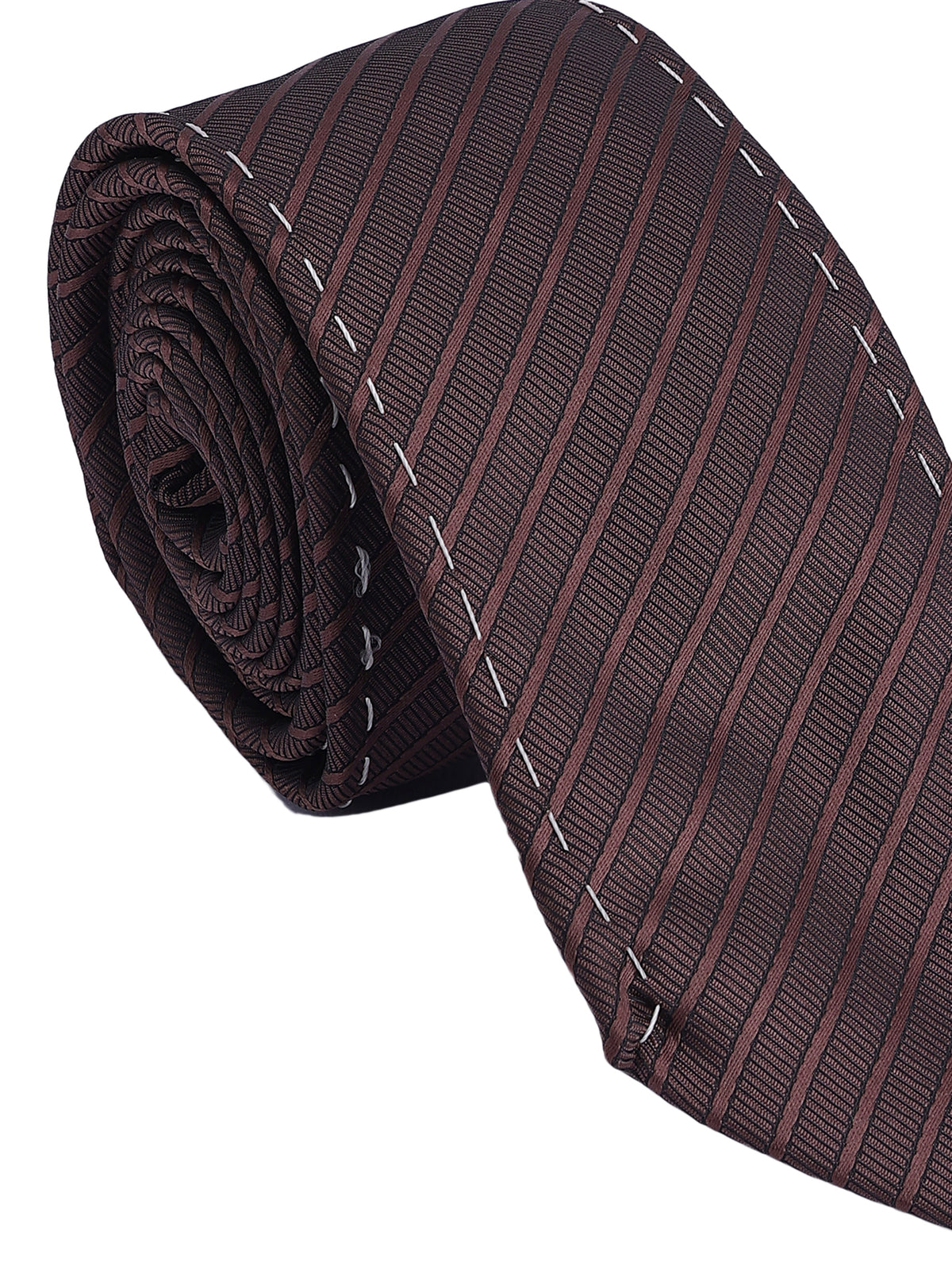 Dark Brown Striped Panel Necktie