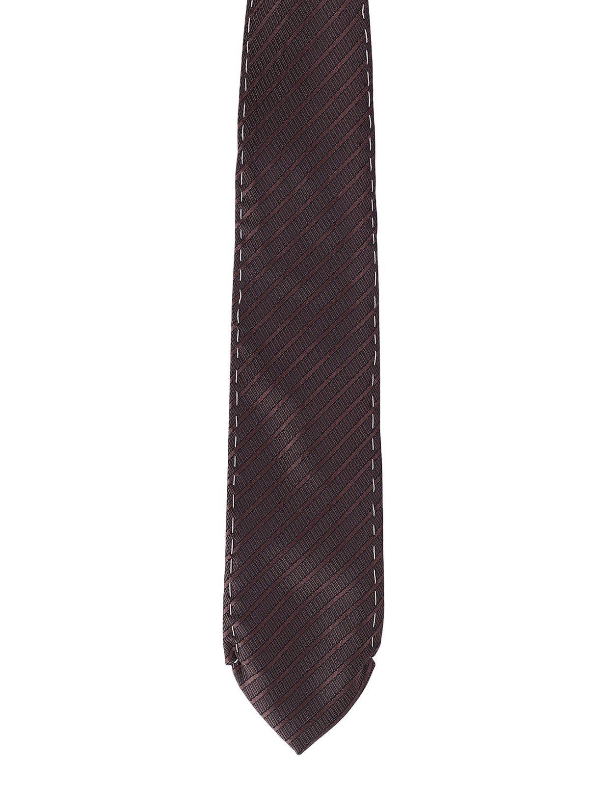 Dark Brown Striped Panel Necktie