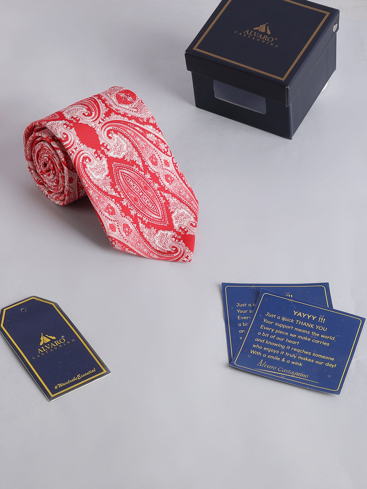 Red and White Paisley Necktie