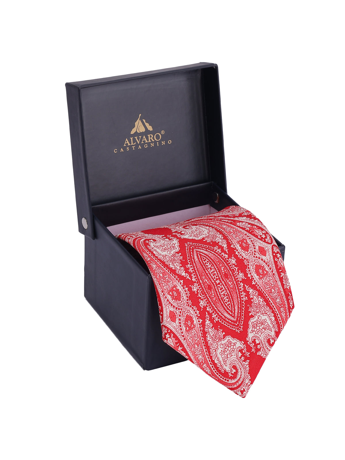 Red and White Paisley Necktie