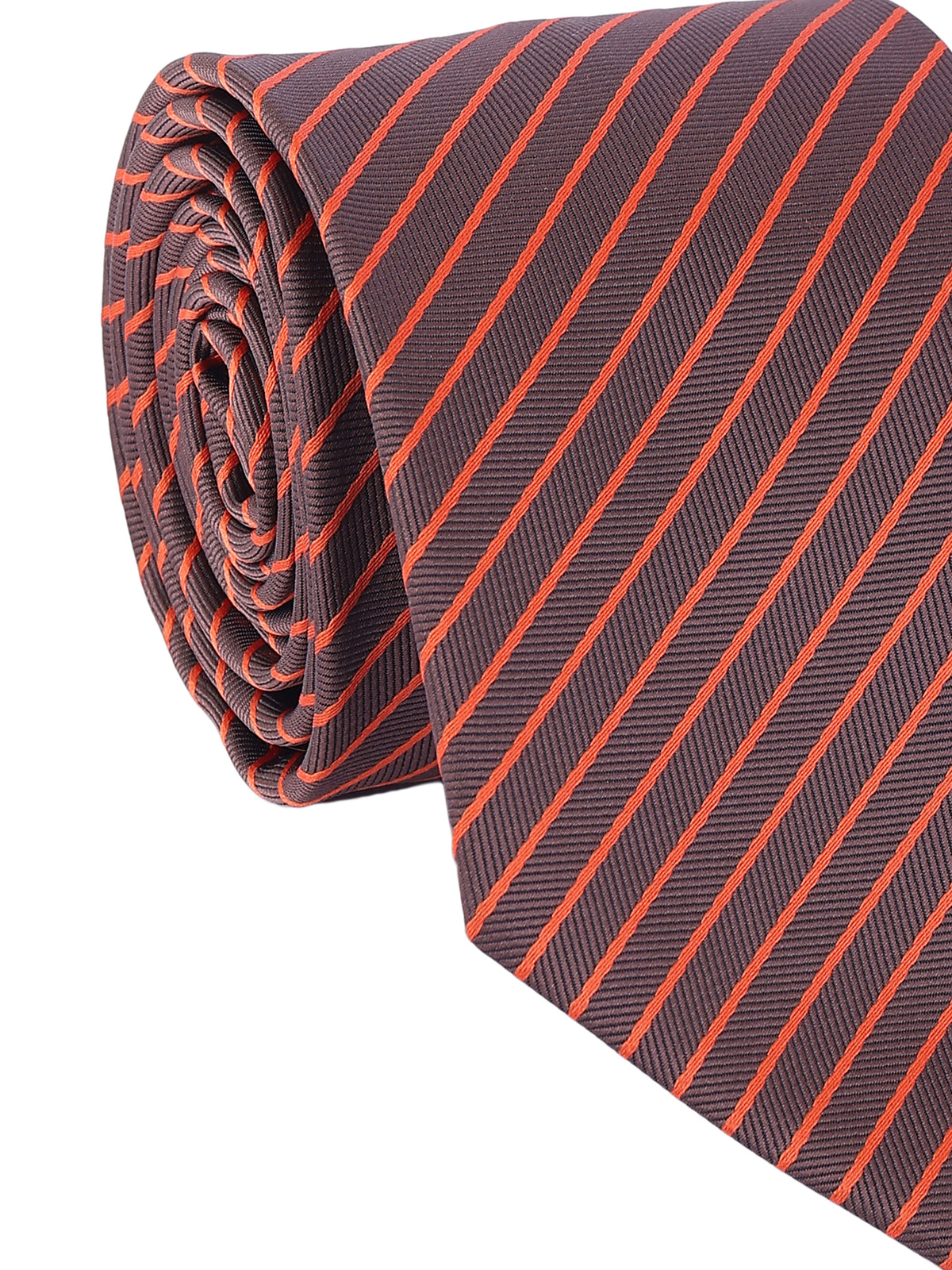 Brown and Orange Diagonal Striped Necktie