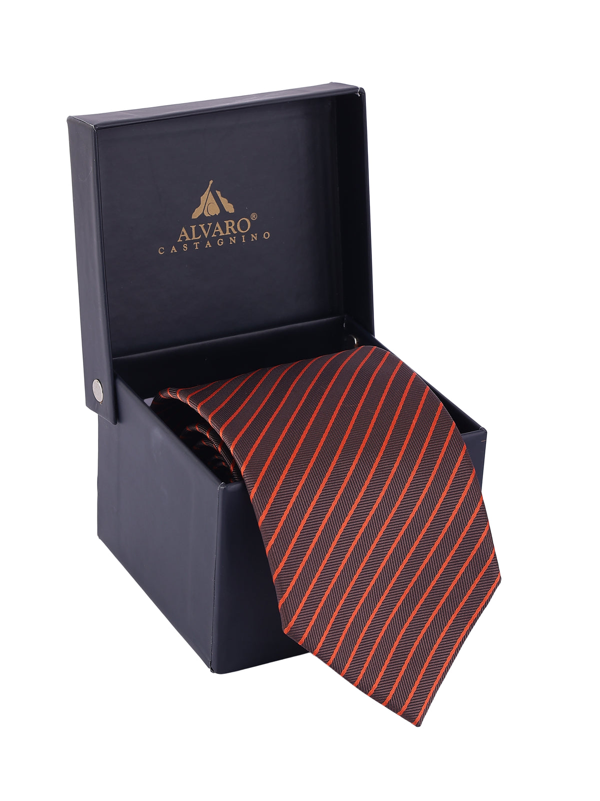 Brown and Orange Diagonal Striped Necktie