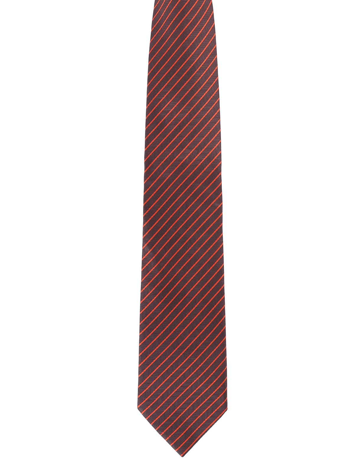 Brown and Orange Diagonal Striped Necktie