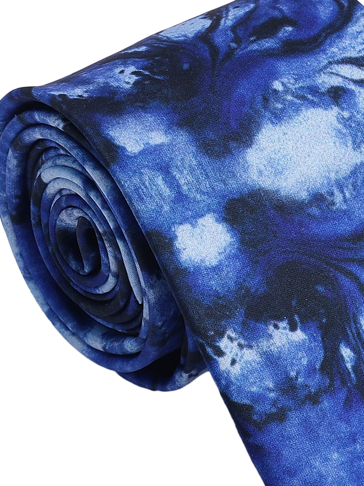 Blue Abstract Marble Printed Necktie