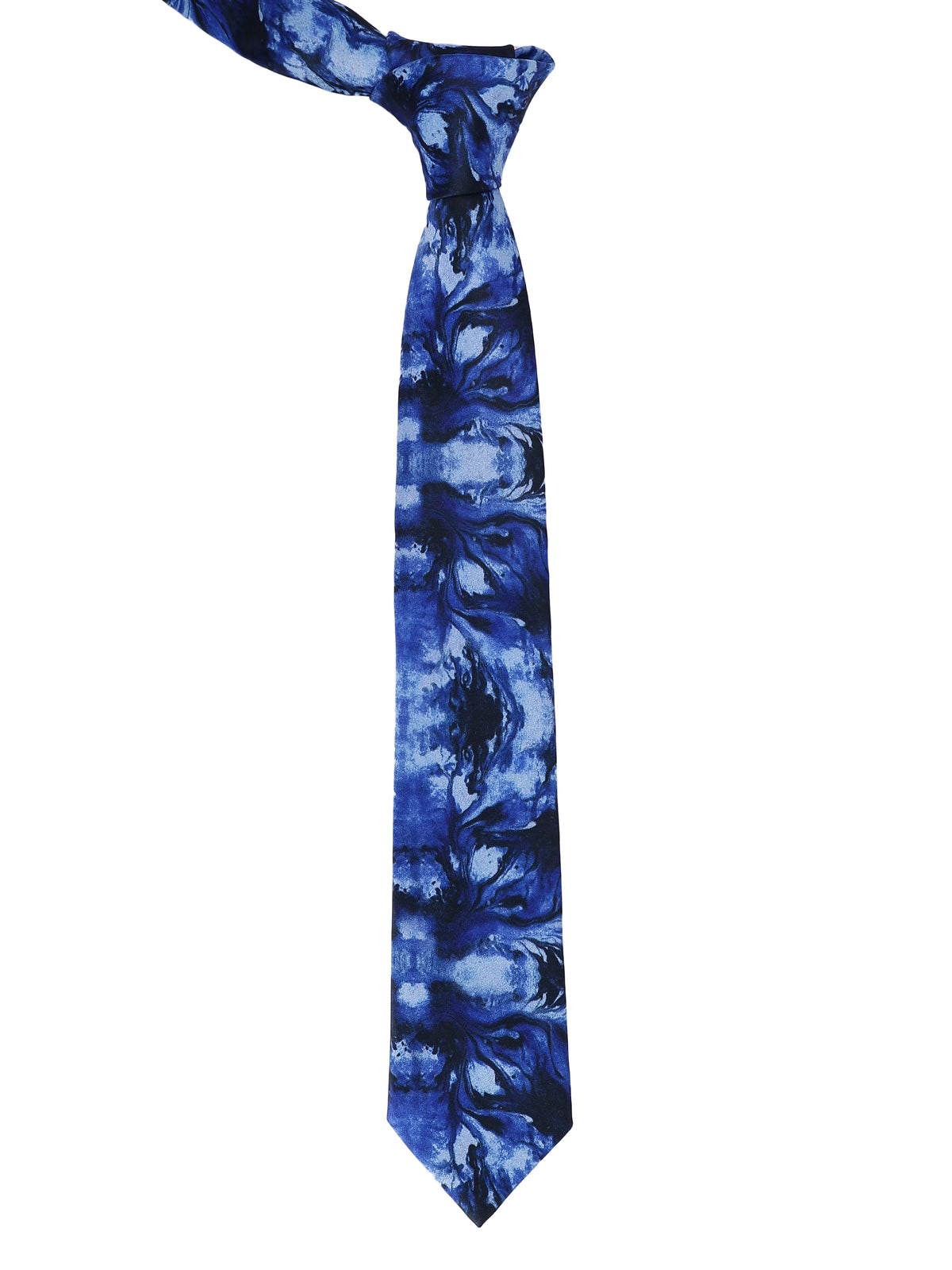 Blue Abstract Marble Printed Necktie