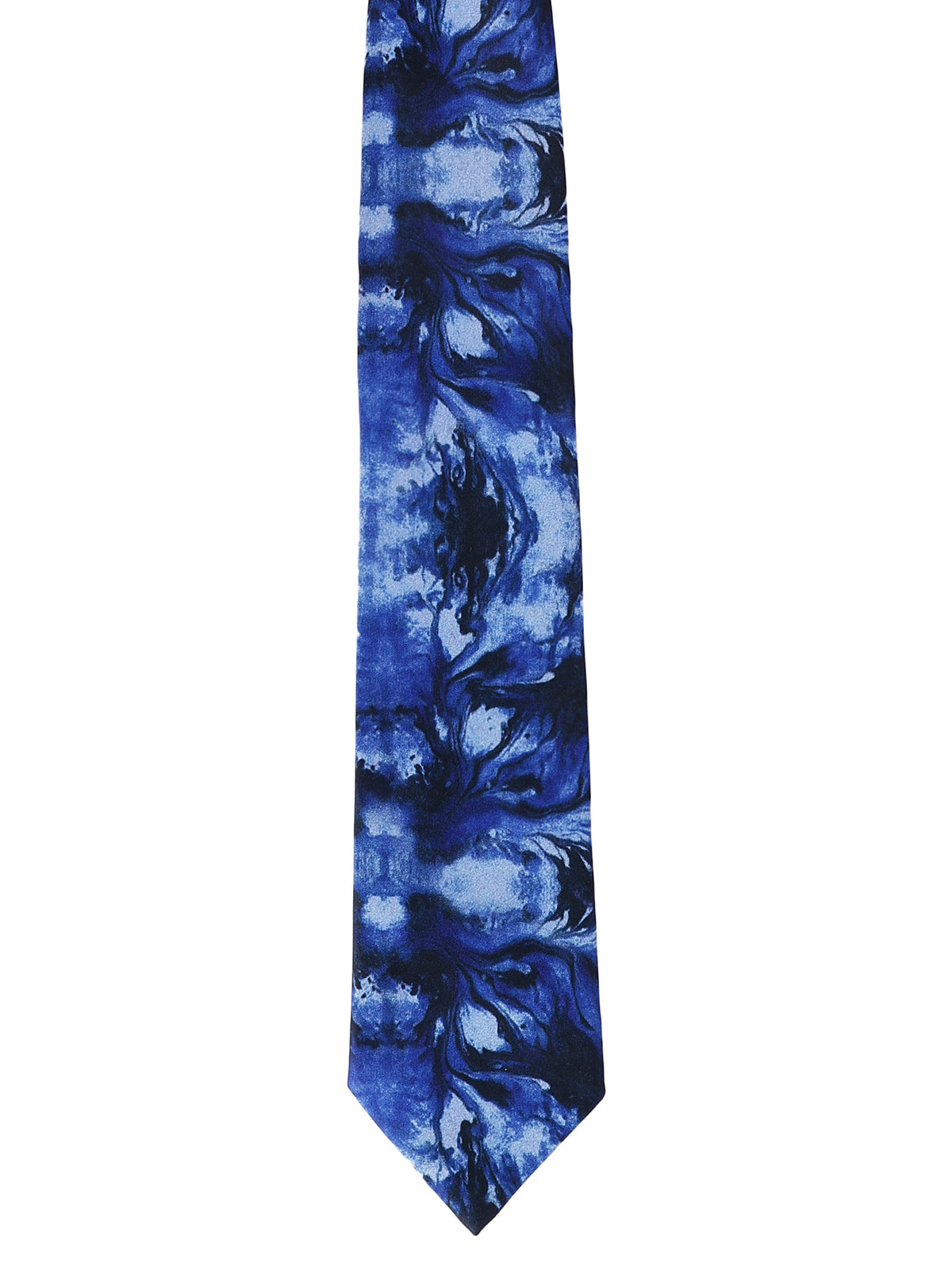 Blue Abstract Marble Printed Necktie