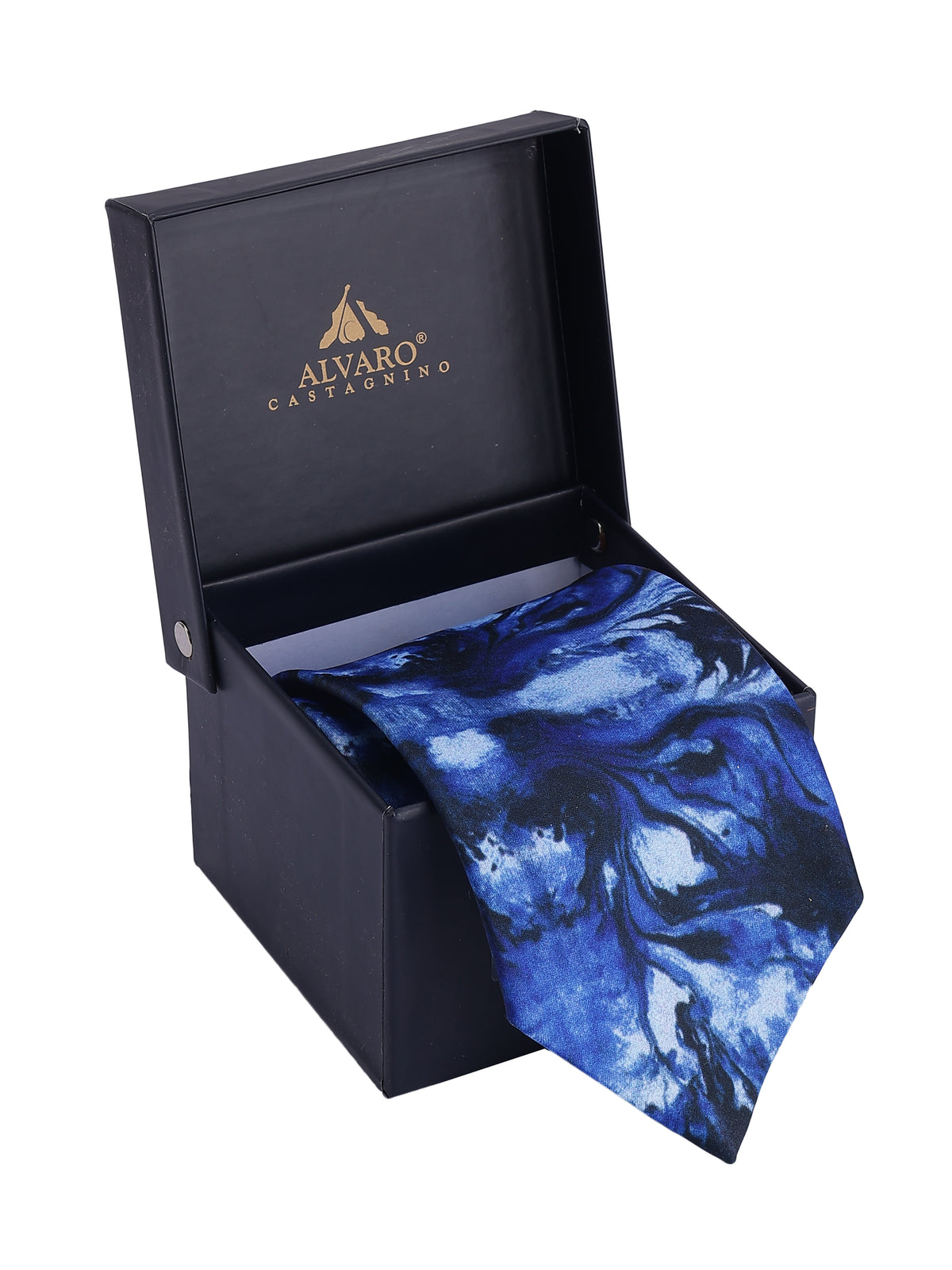 Blue Abstract Marble Printed Necktie