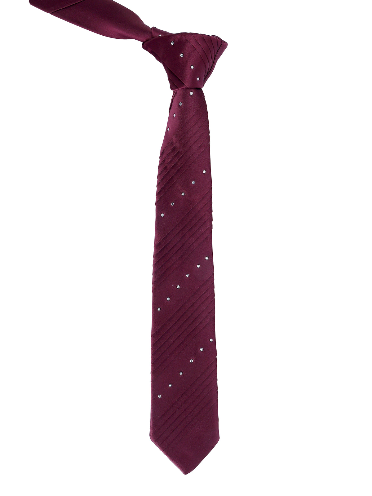 Crystal Maroon Pleated Panel Necktie