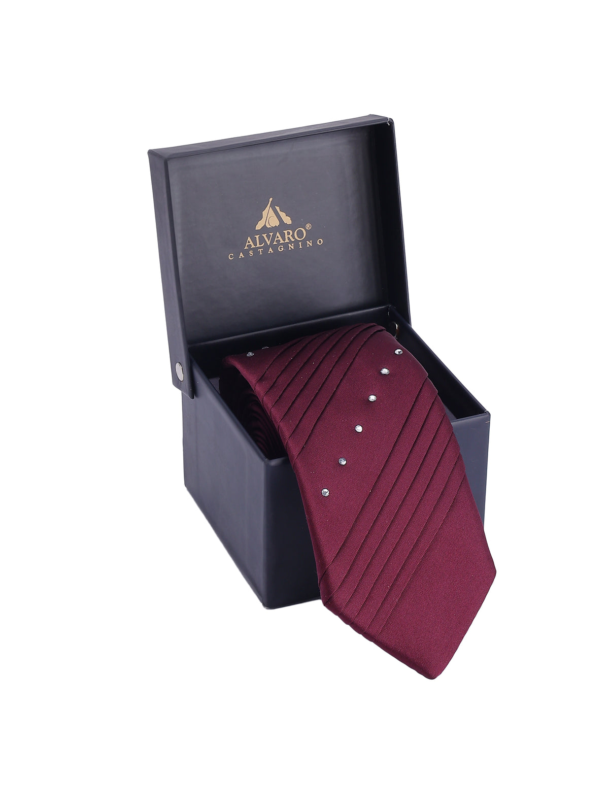 Crystal Maroon Pleated Panel Necktie