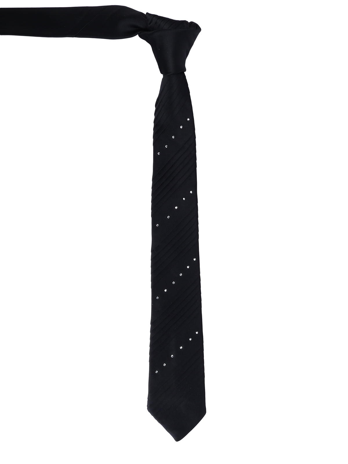 Crystal Black Pleated Panel Necktie