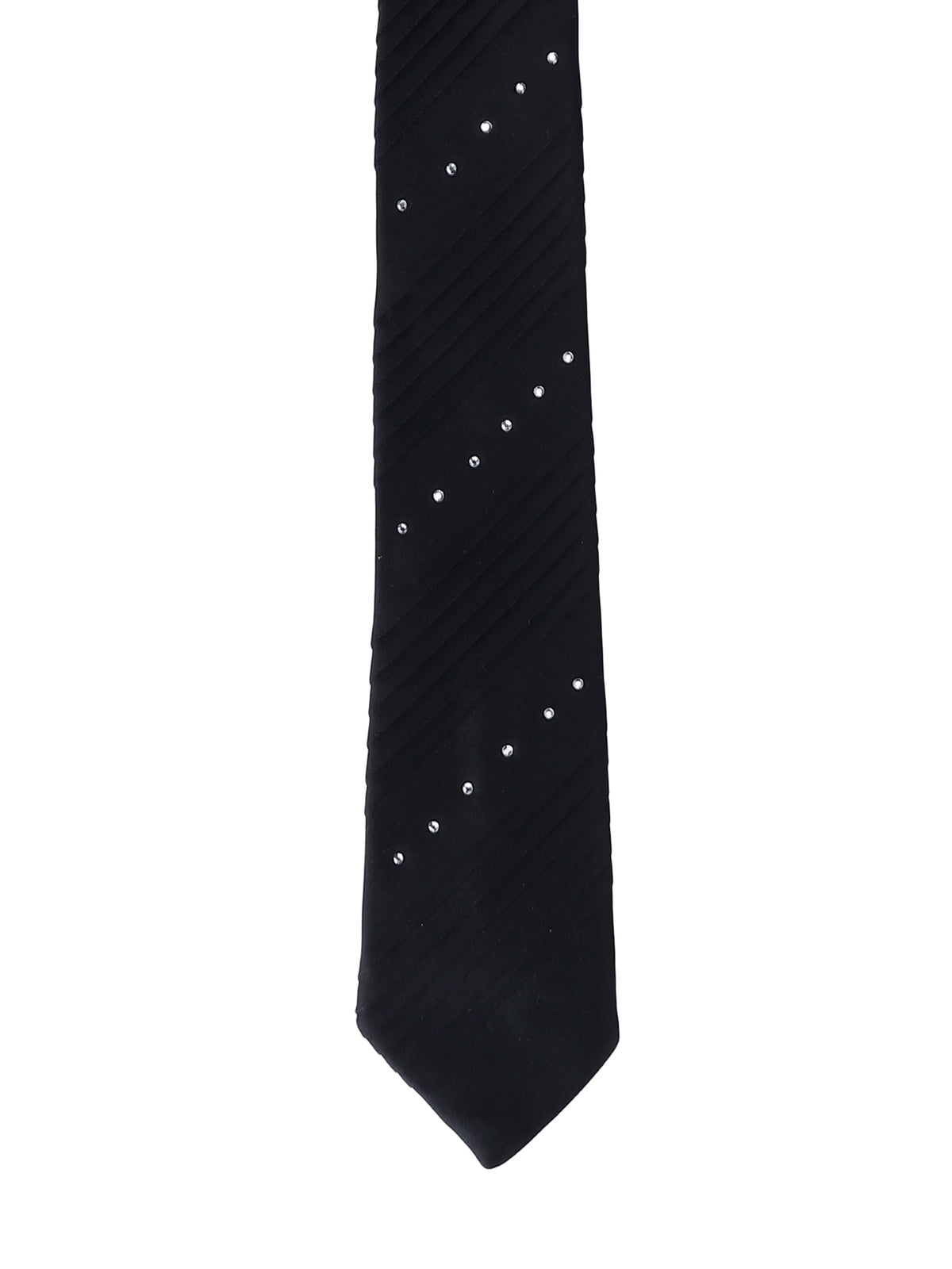 Crystal Black Pleated Panel Necktie