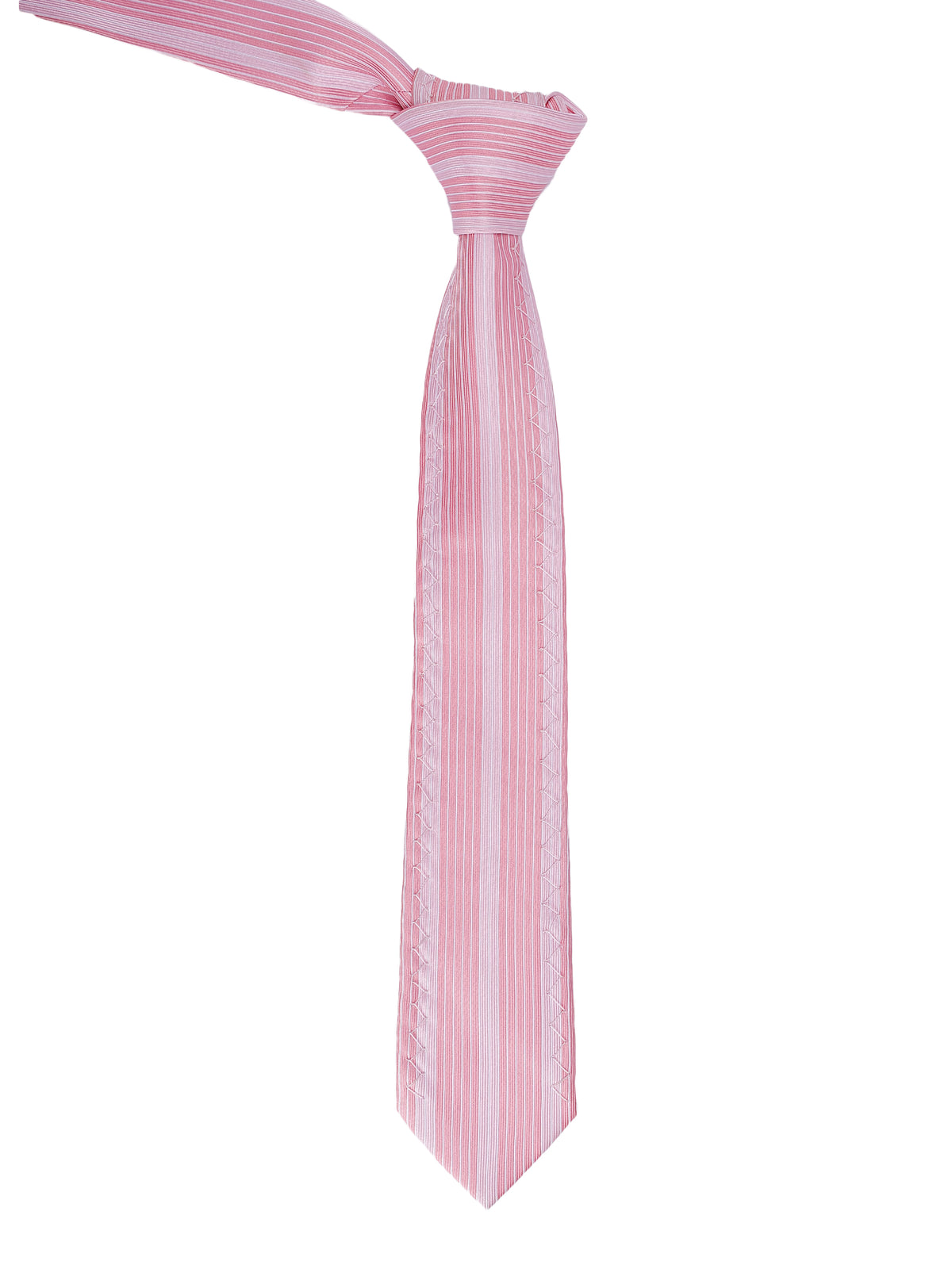 Edge Stitching Light Pink Striped Necktie