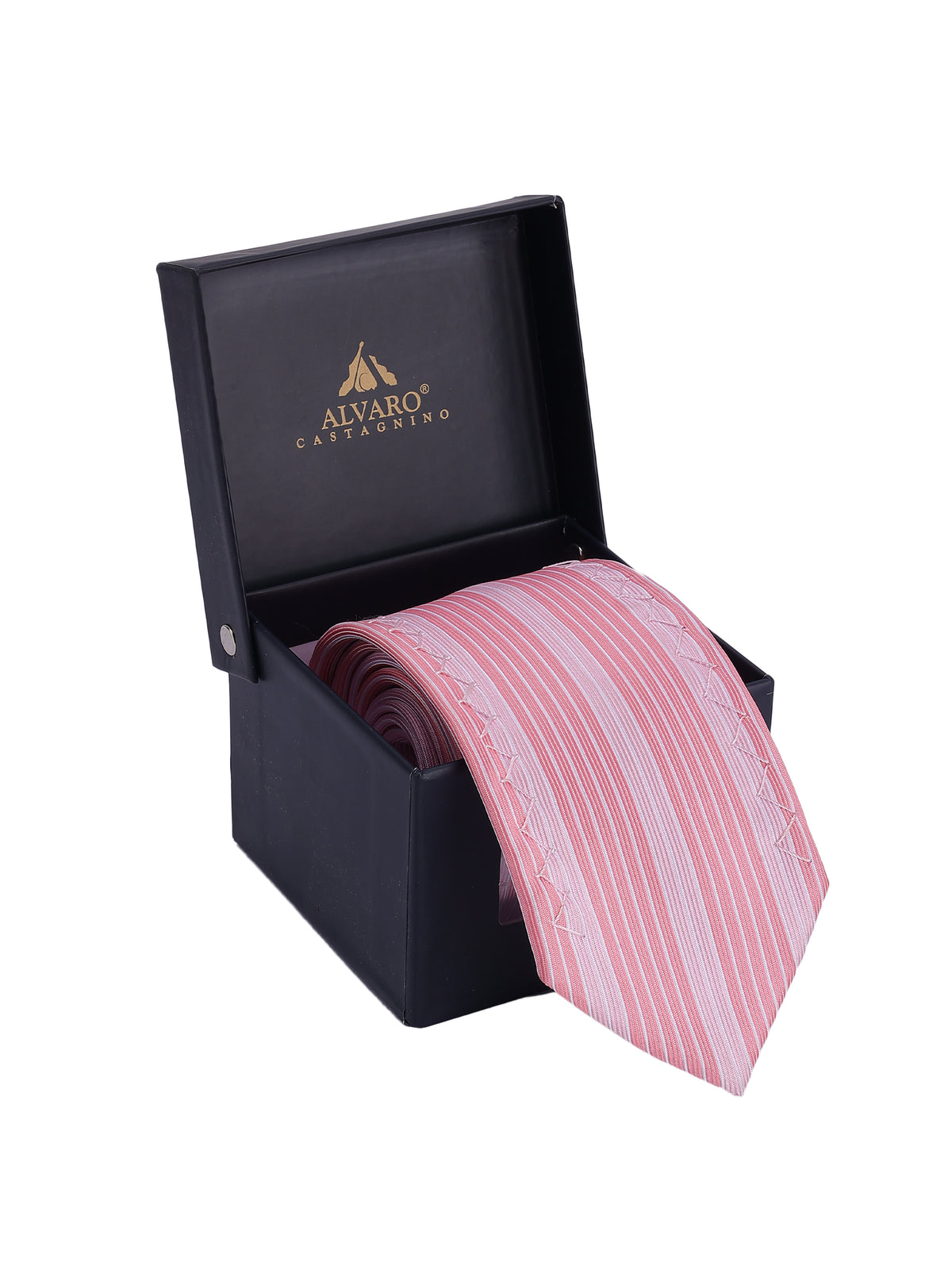 Edge Stitching Light Pink Striped Necktie