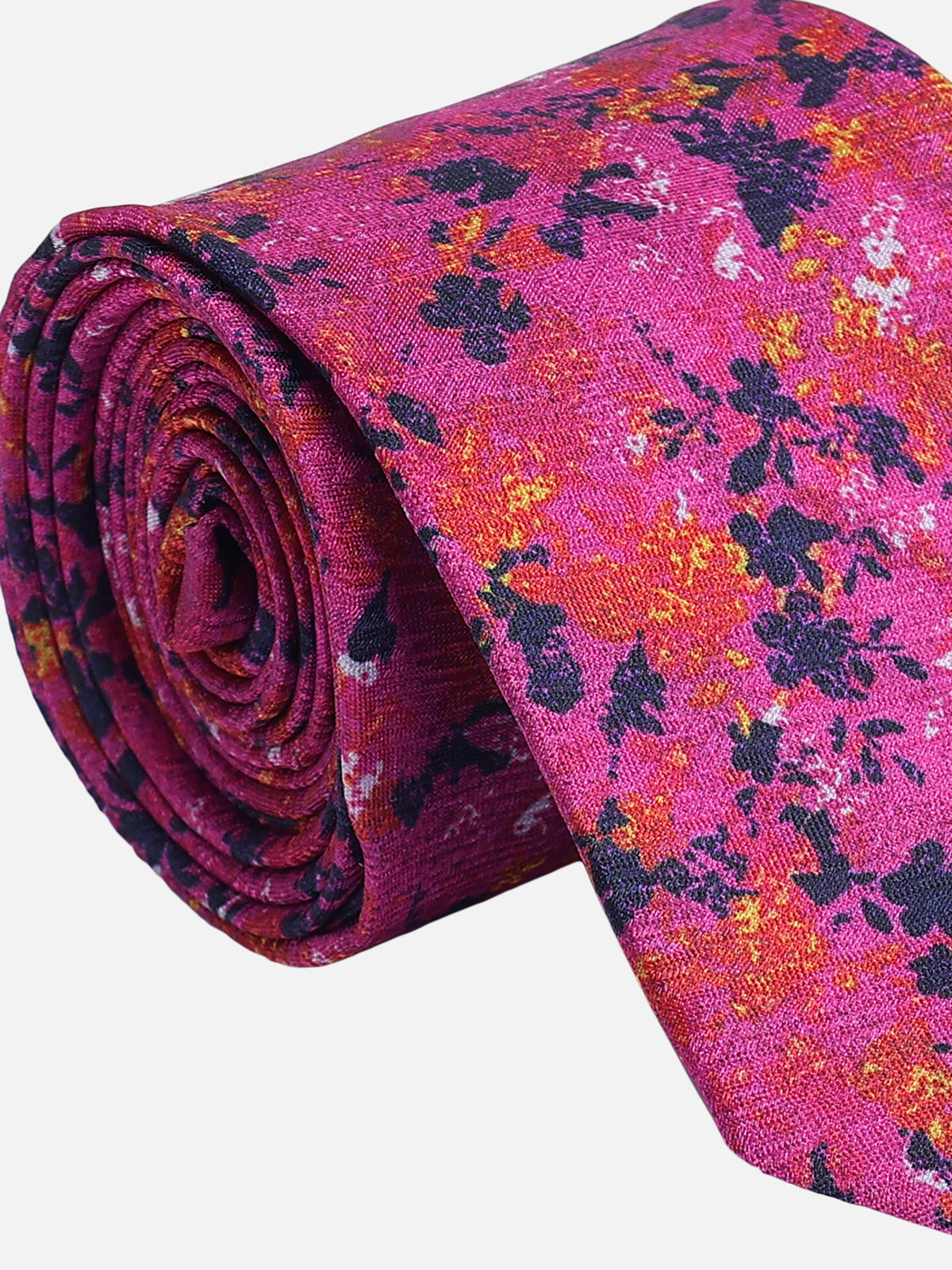 Magenta Floral Printed Necktie