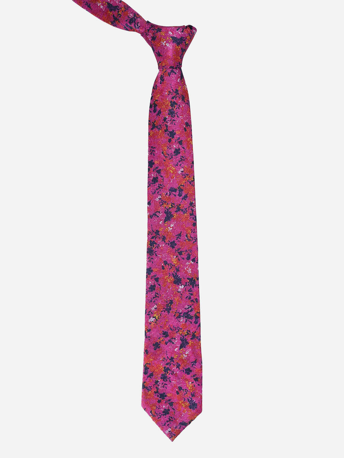 Magenta Floral Printed Necktie