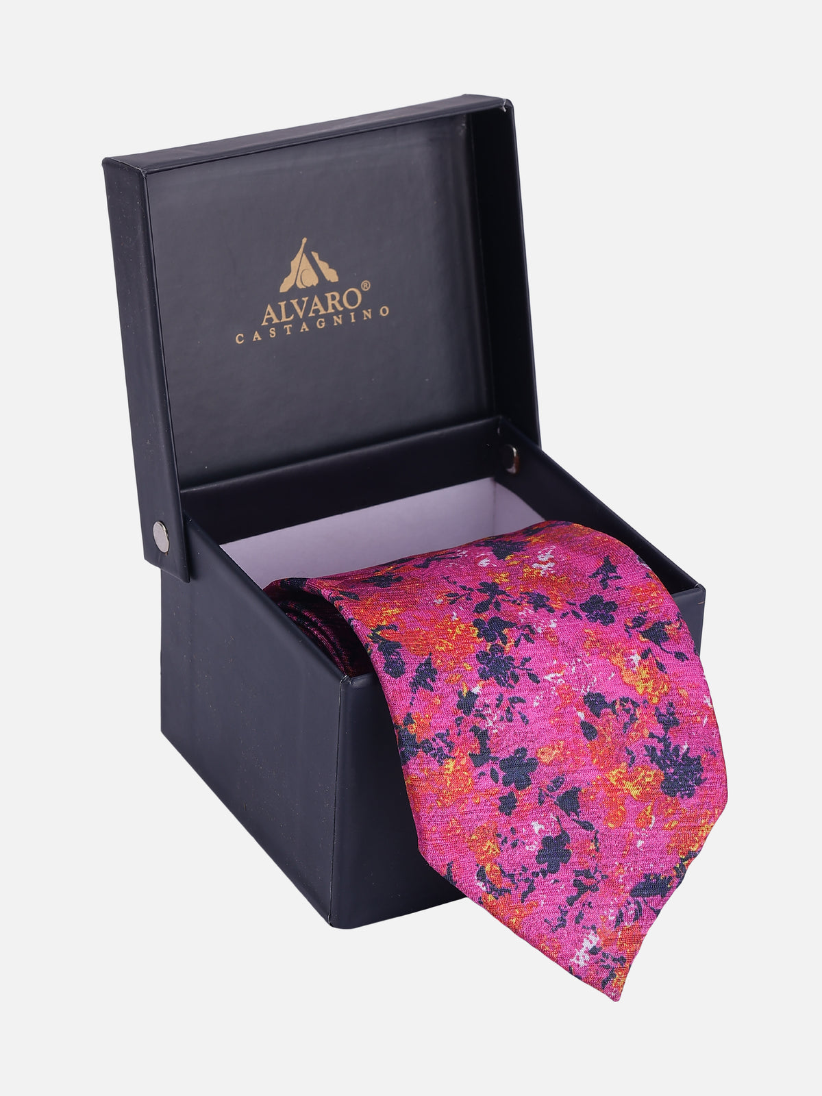 Magenta Floral Printed Necktie