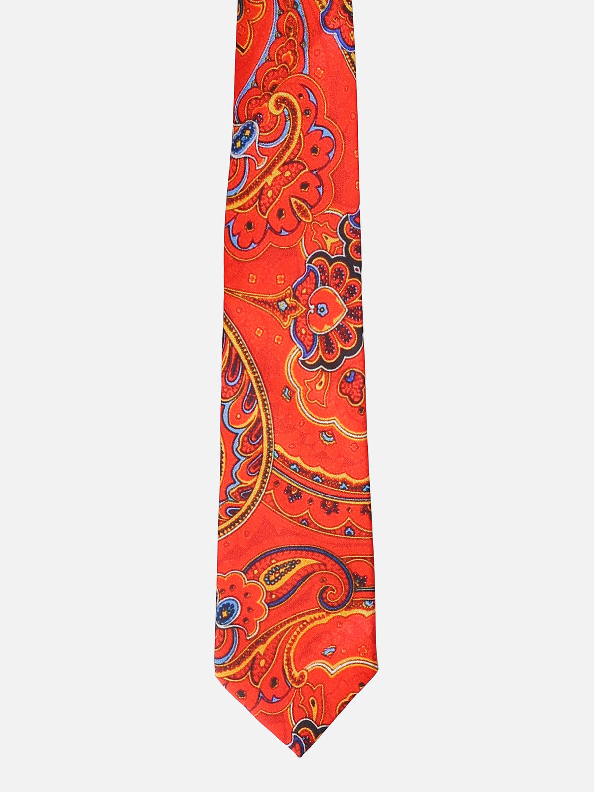 Vibrant Orange and Red Paisley Necktie