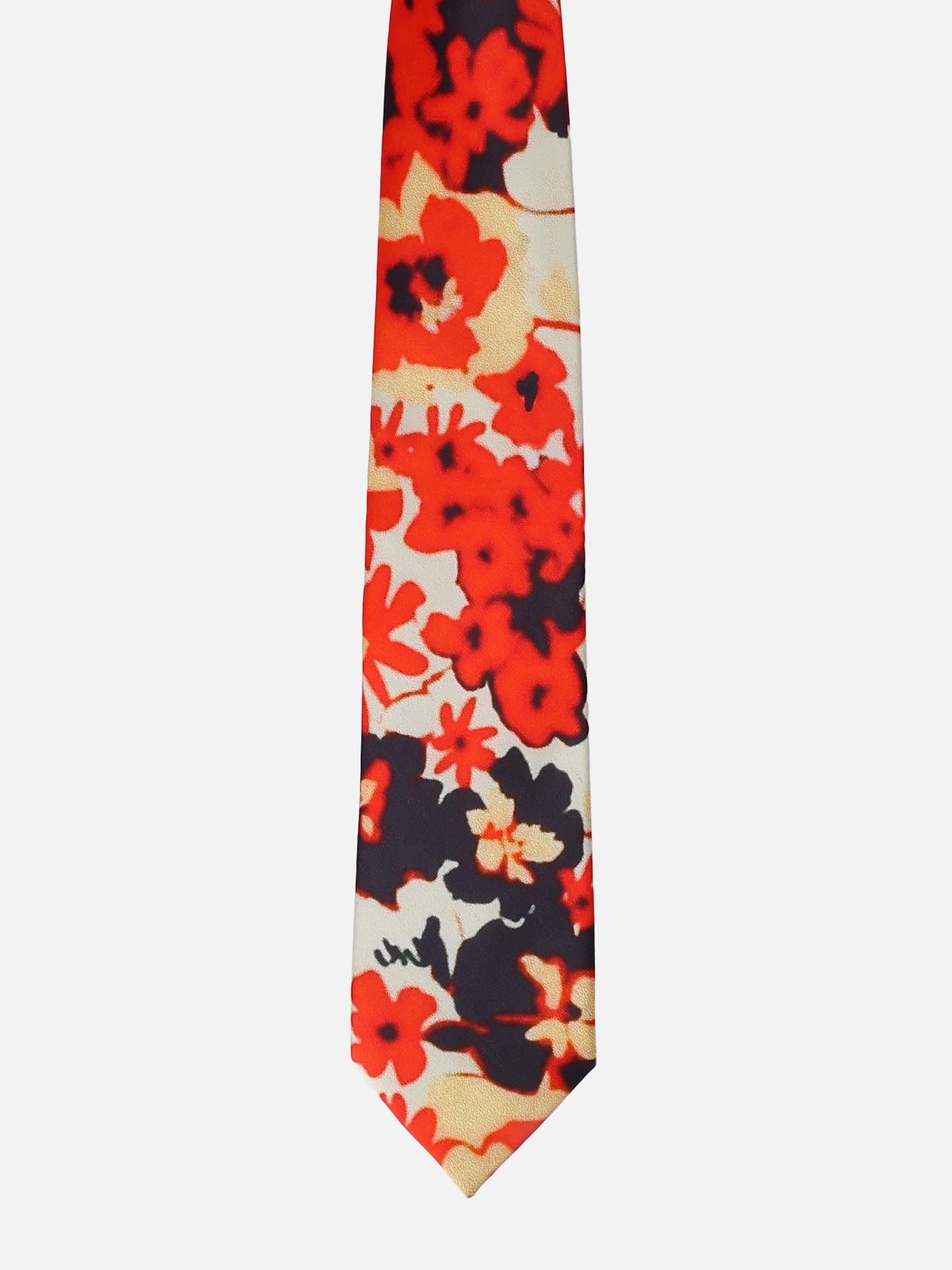 Orange and Cream Floral Printed  Necktie