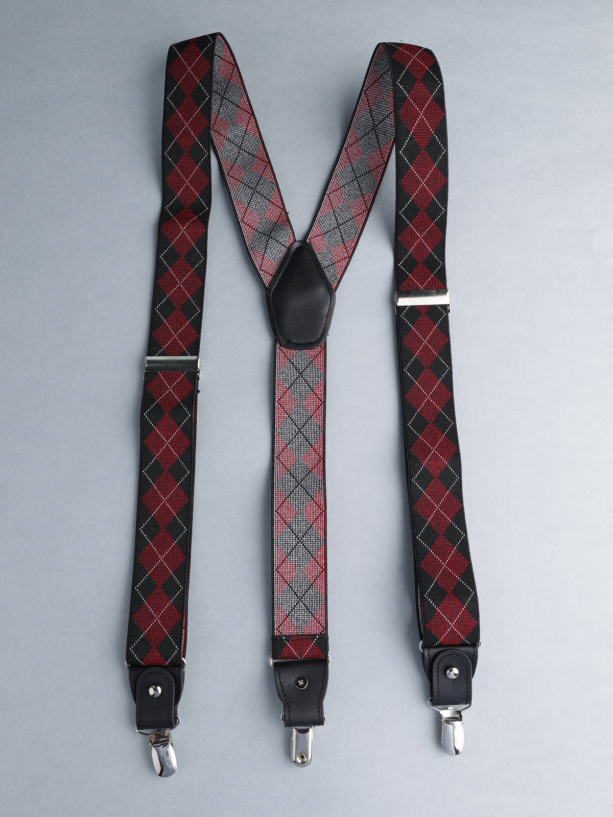 Vibrant Red Dotted Y-Back Suspenders