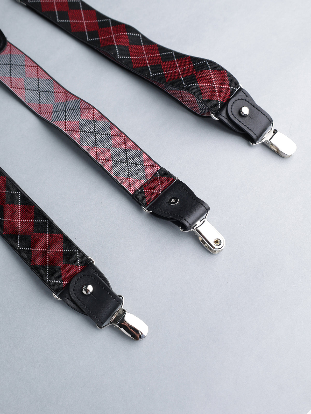 Vibrant Red Dotted Y-Back Suspenders