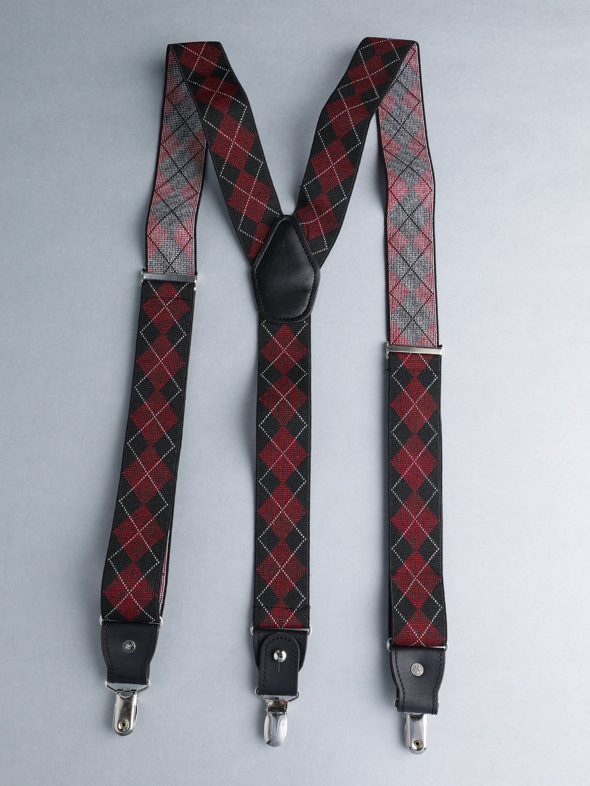 Vibrant Red Dotted Y-Back Suspenders