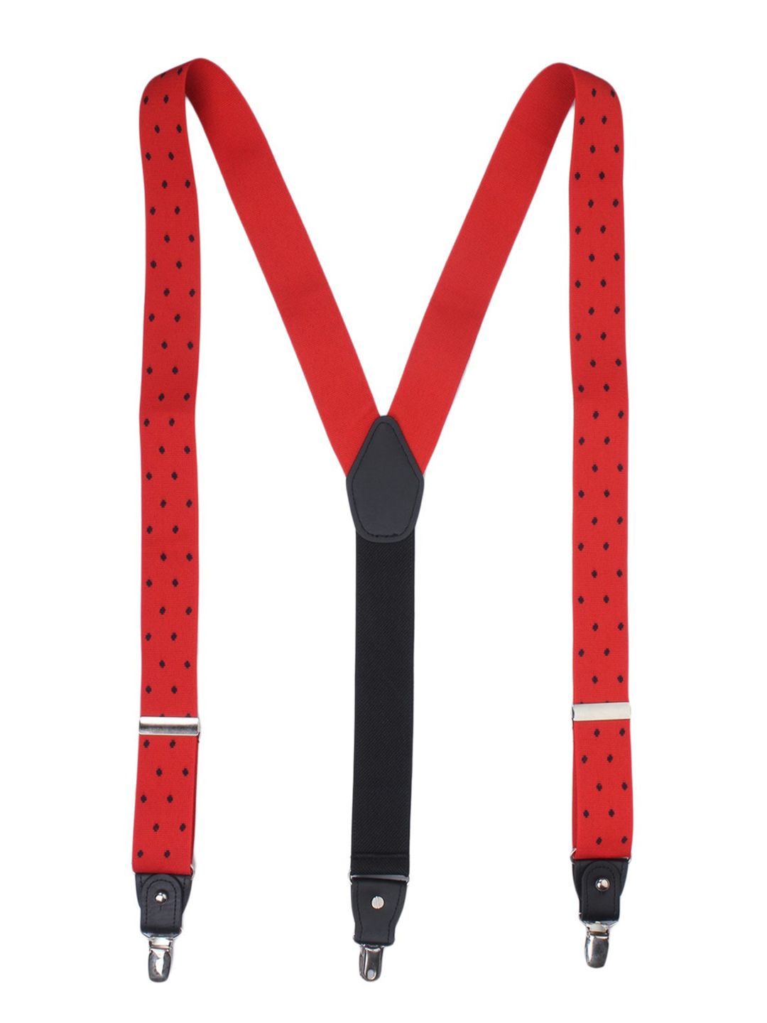 Vibrant Red Dotted Y-Back Suspenders