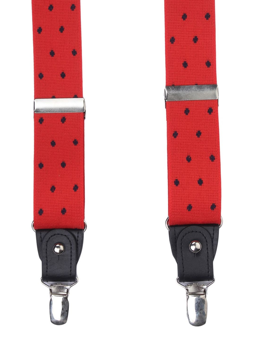 Vibrant Red Dotted Y-Back Suspenders