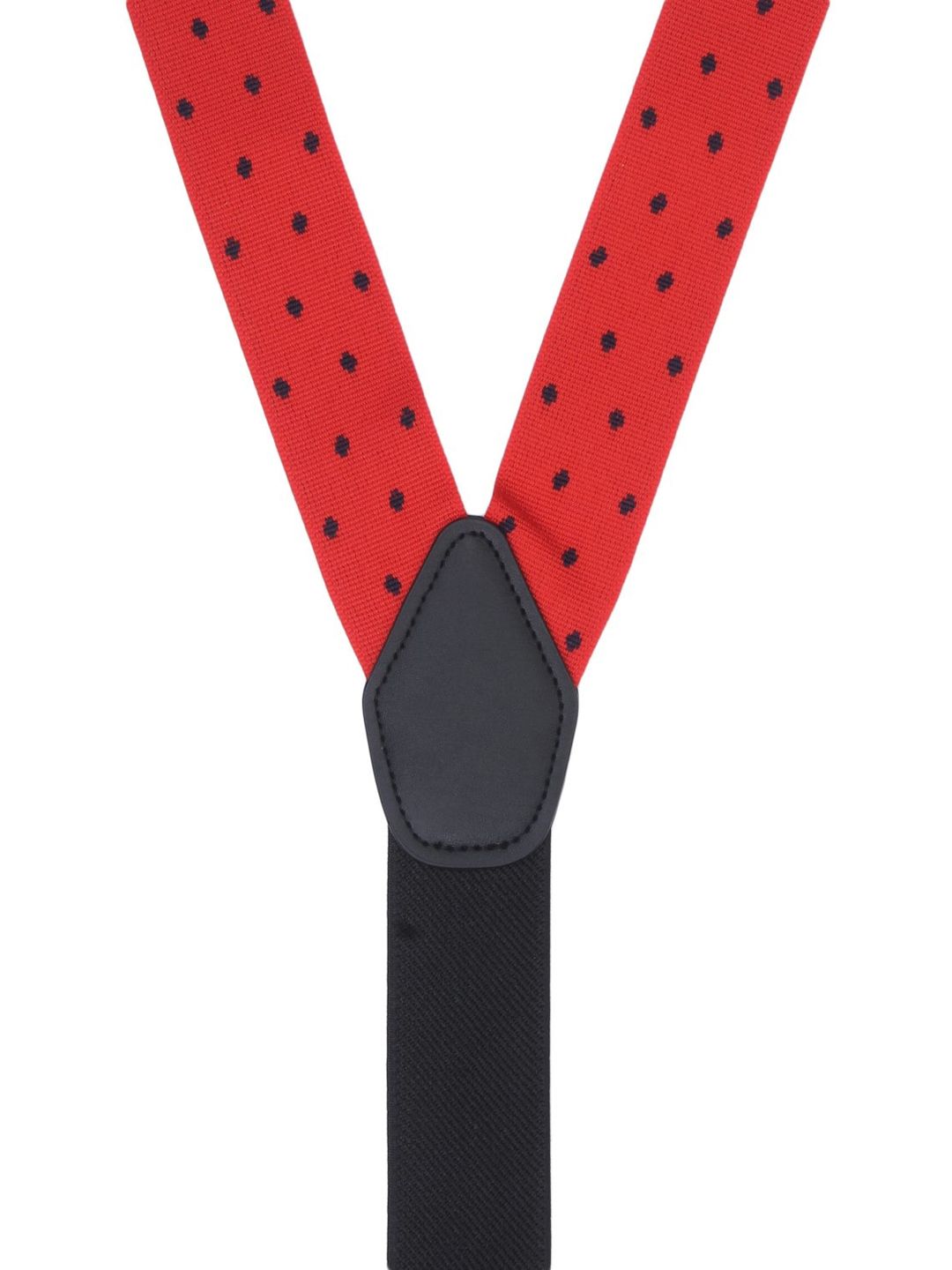 Vibrant Red Dotted Y-Back Suspenders