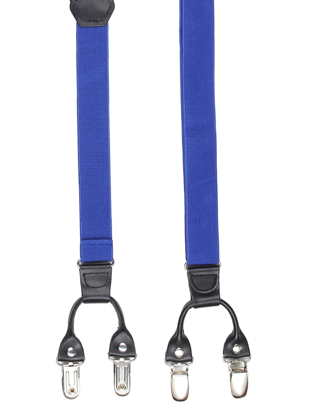 Blue Solid Y-Back Suspenders