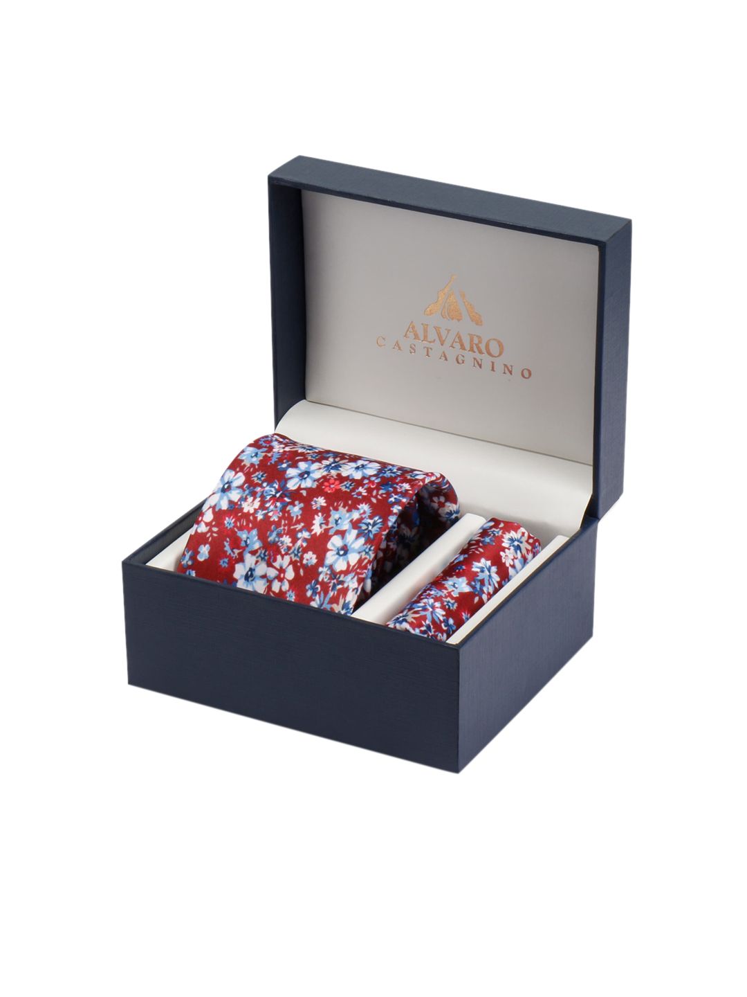 Alvaro Castagnino Men Maroon & White Accessory Gift Set