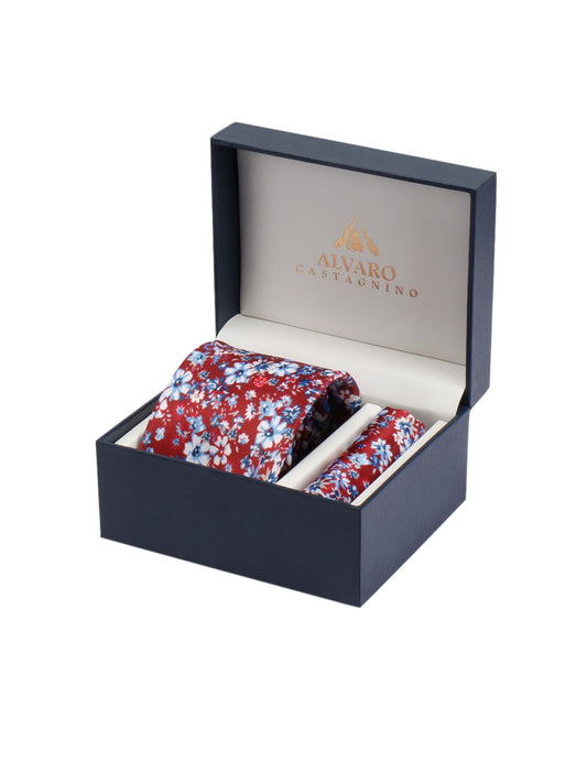 Alvaro Castagnino Men Maroon & White Accessory Gift Set