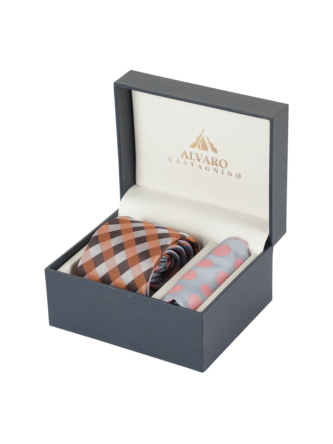 Alvaro Castagnino Men Grey & Pink Accessory Gift Set