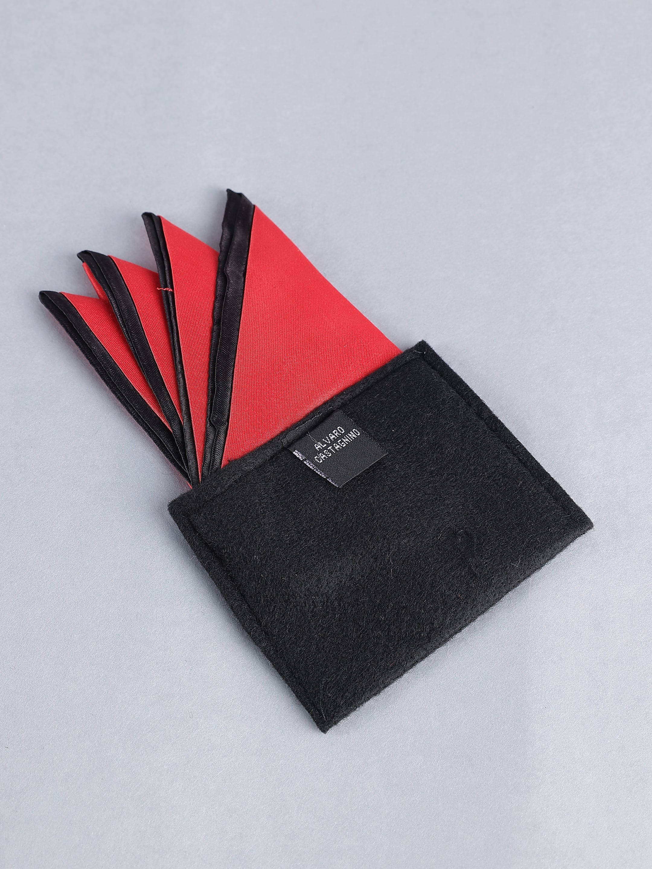 Red & Black Edged Pre-Folded Pocket Square
