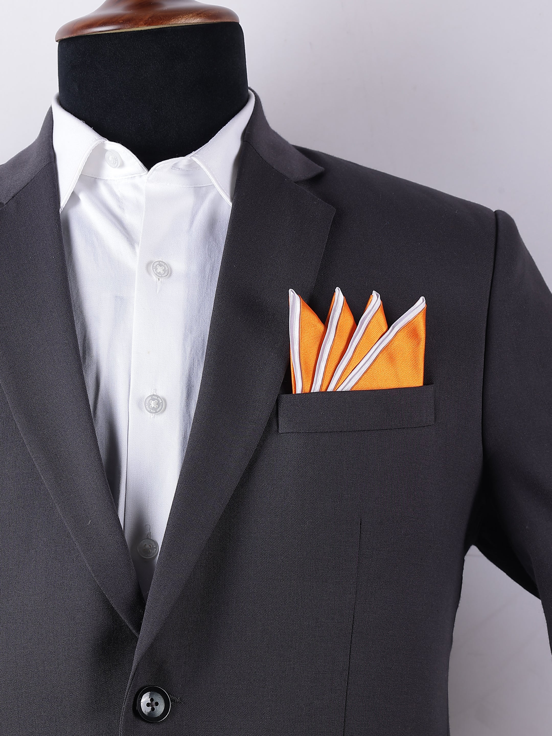 Orange & White Edged Pre-Folded Pocket Square