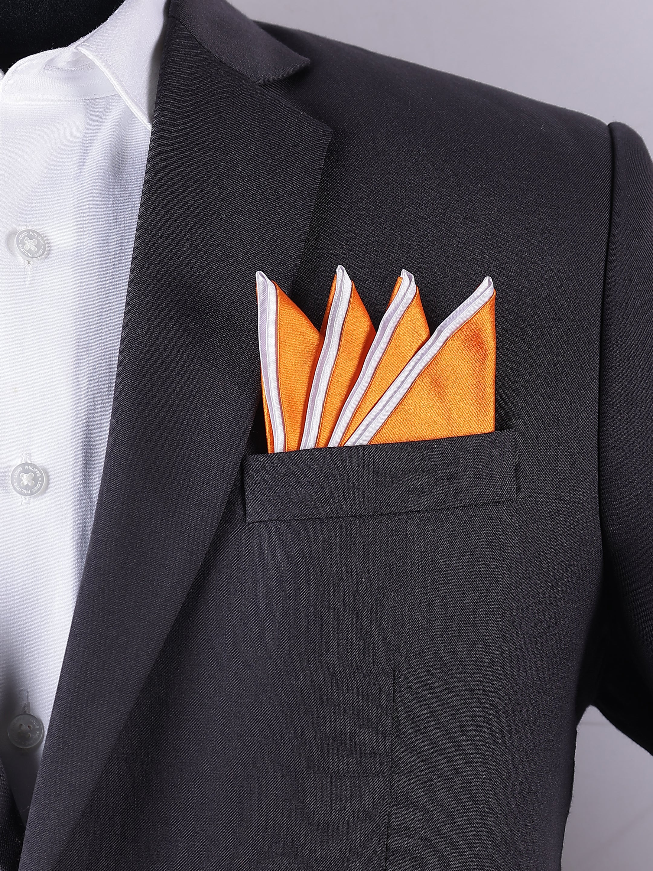 Orange & White Edged Pre-Folded Pocket Square