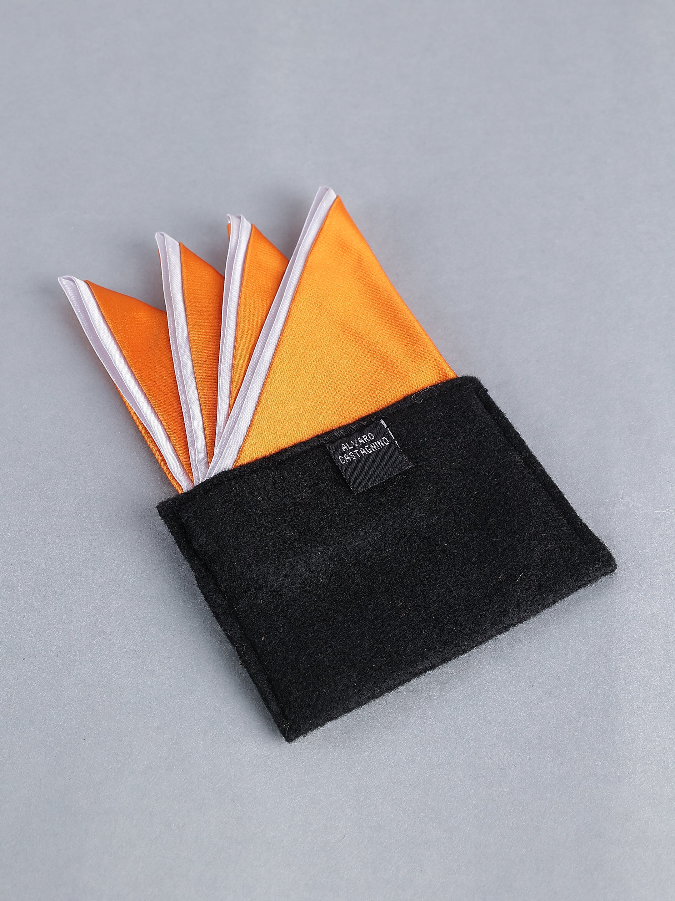 Orange & White Edged Pre-Folded Pocket Square