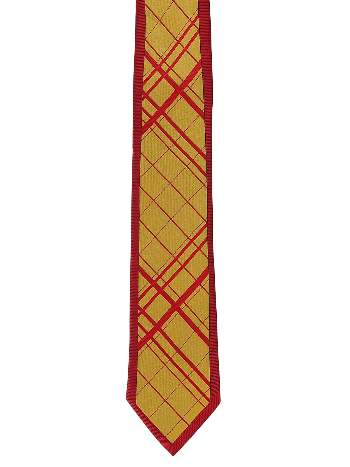 Yellow and Red Plaid Check Panel Necktie