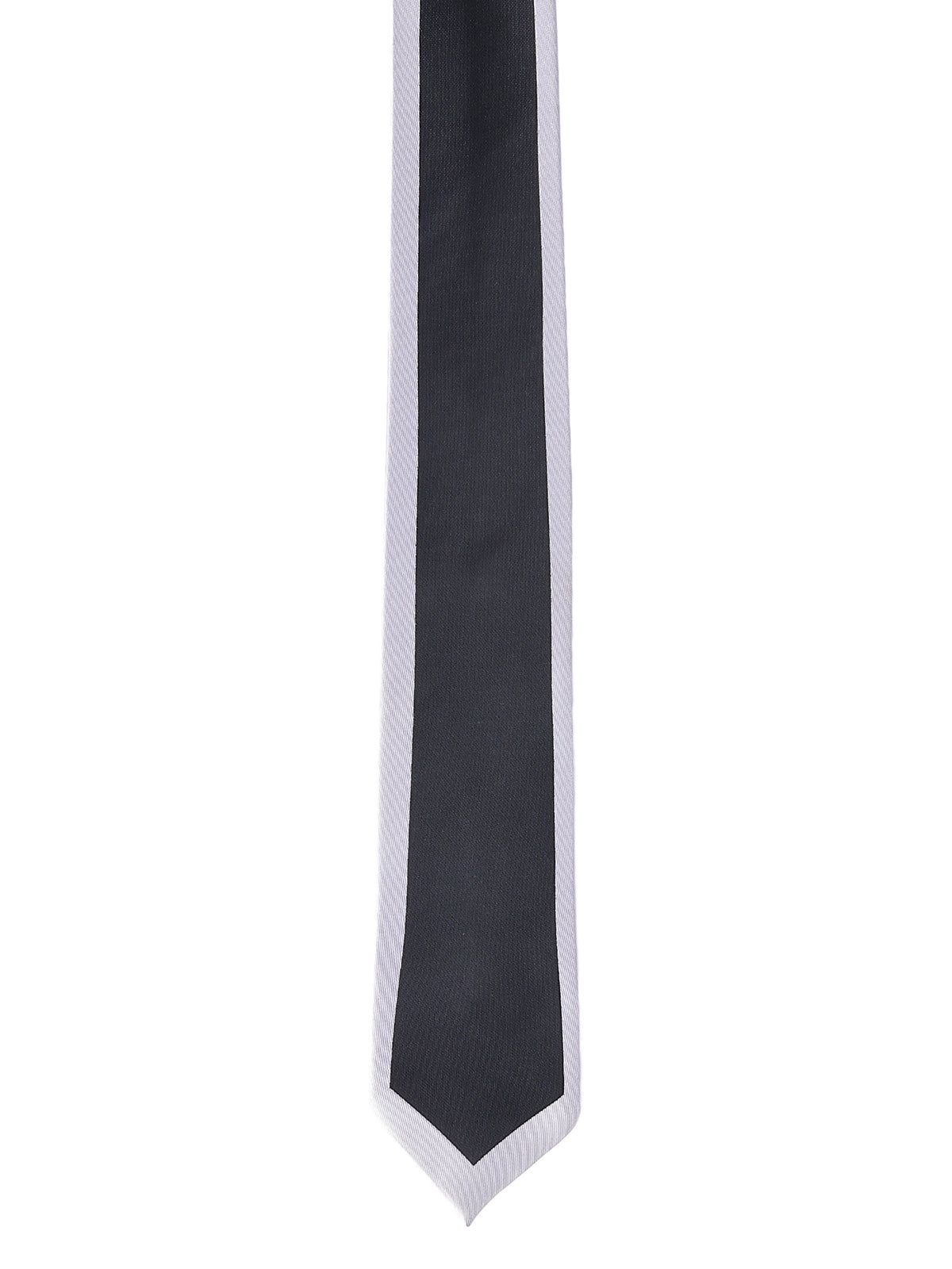 Black and Grey Color-Blocked Border Necktie