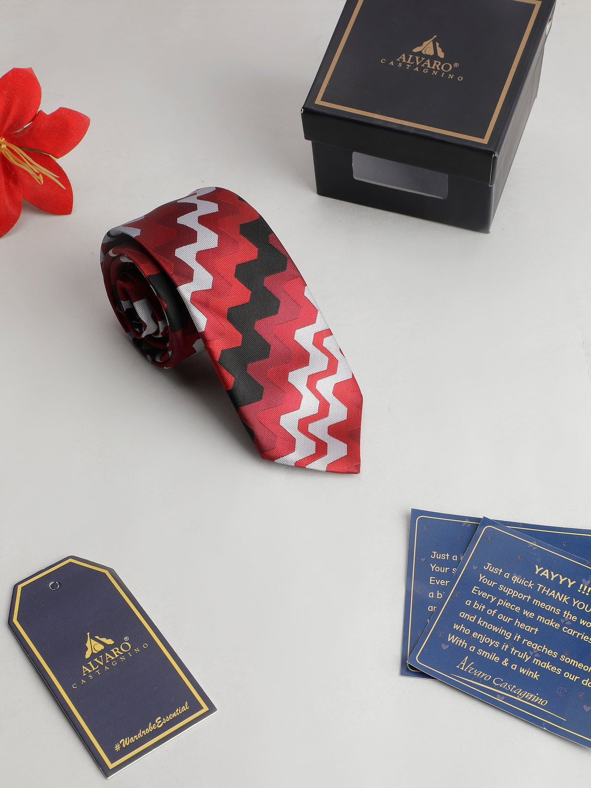 Red and Black Zigzag Necktie