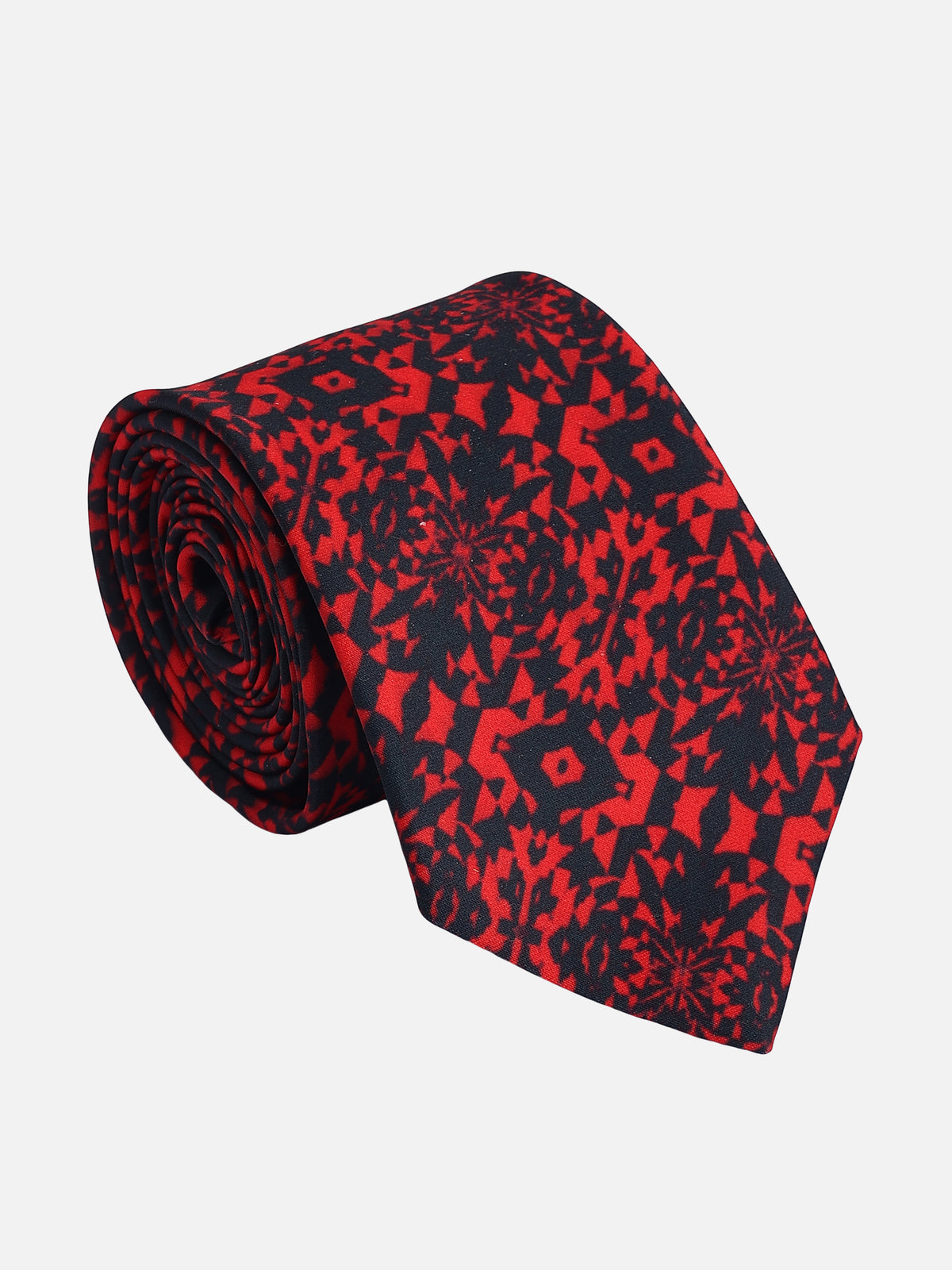 Red and Black Geometric Kaleidoscope Necktie