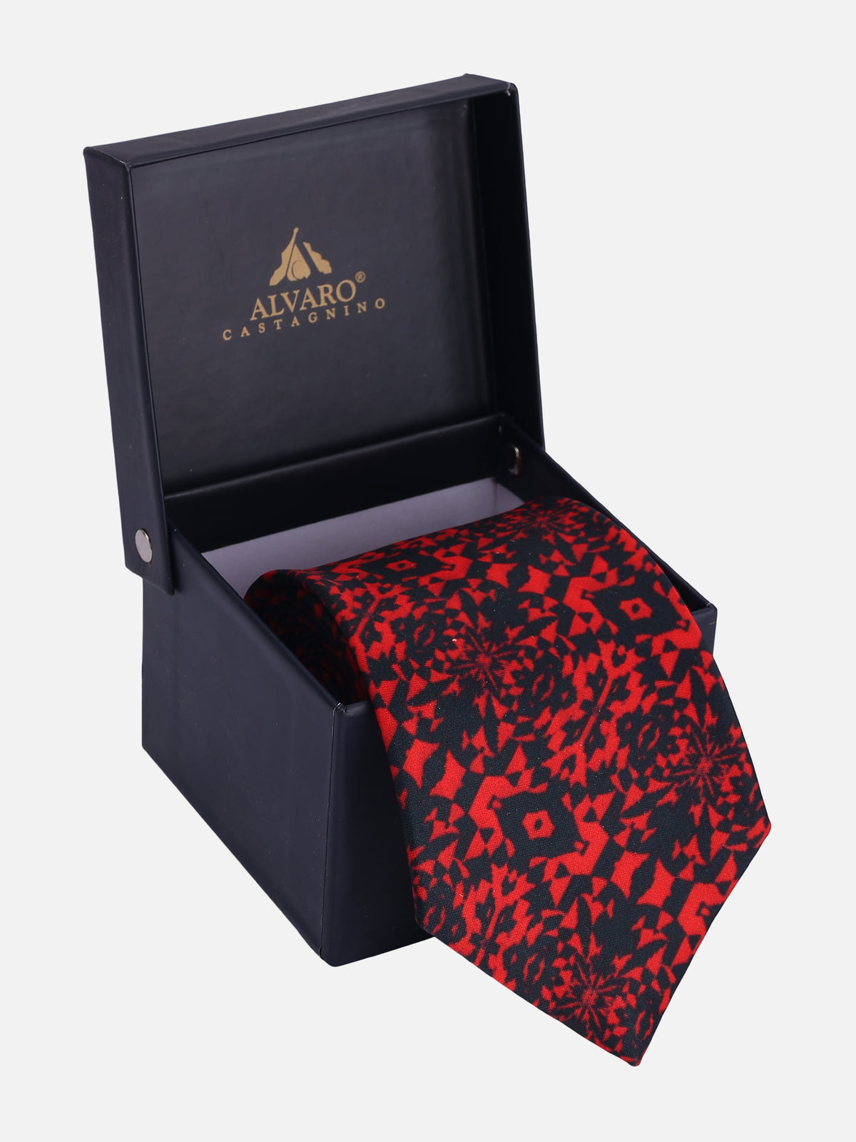 Red and Black Geometric Kaleidoscope Necktie