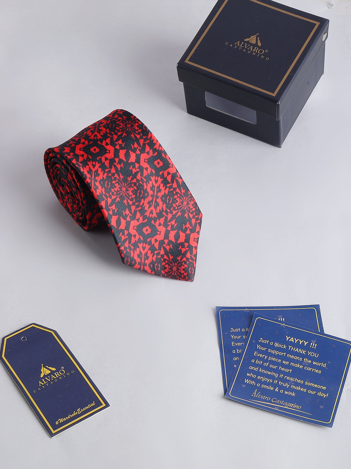 Red and Black Geometric Kaleidoscope Necktie