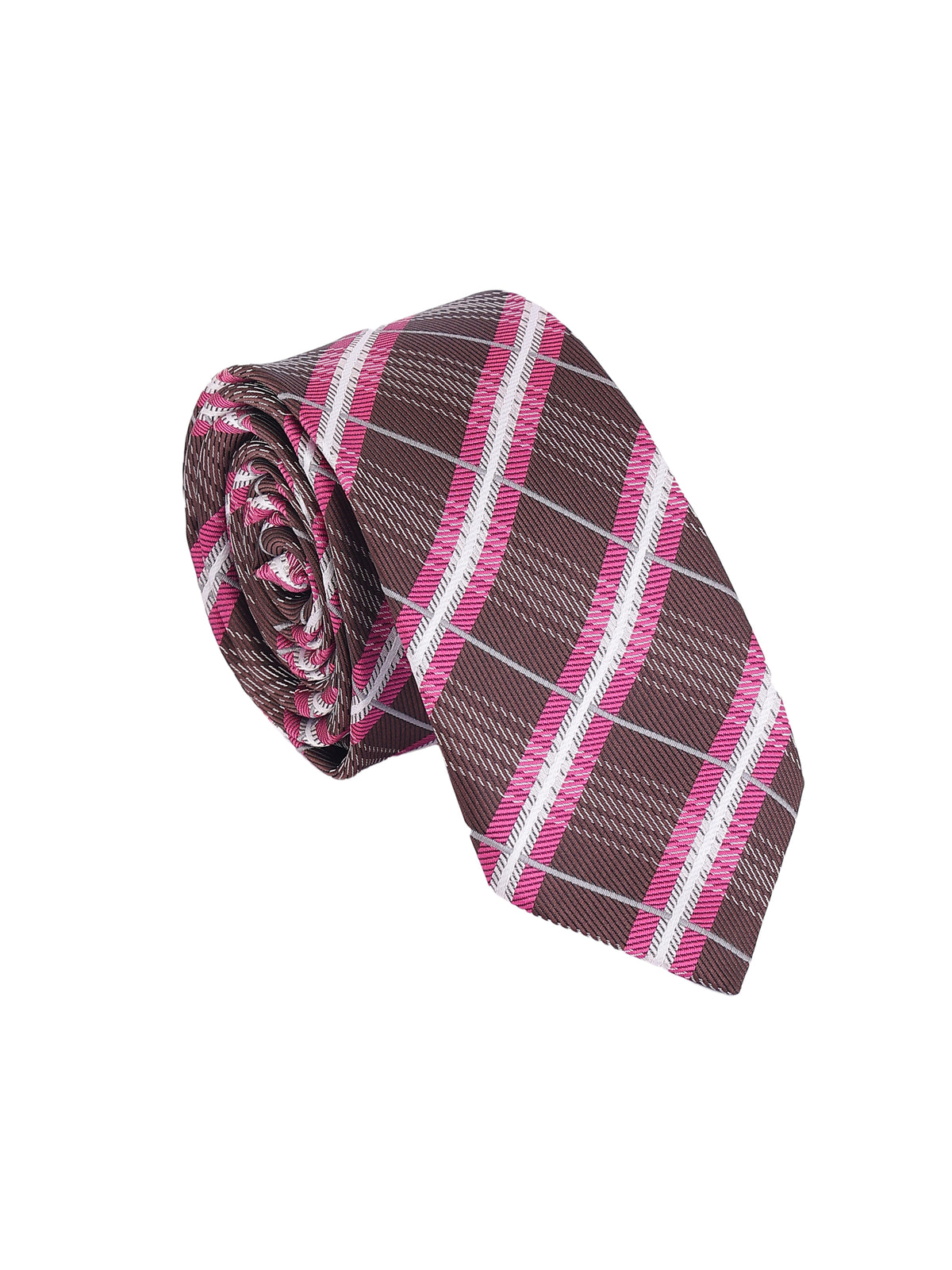 Aristocratic Espresso and Magenta Plaid Necktie