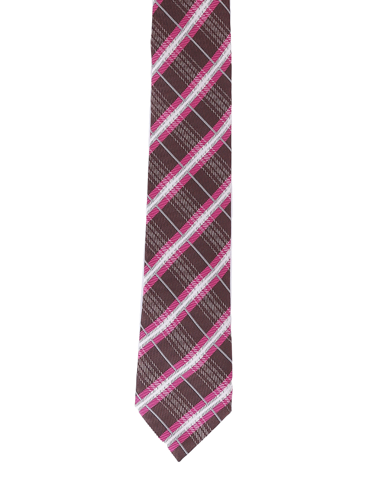 Aristocratic Espresso and Magenta Plaid Necktie