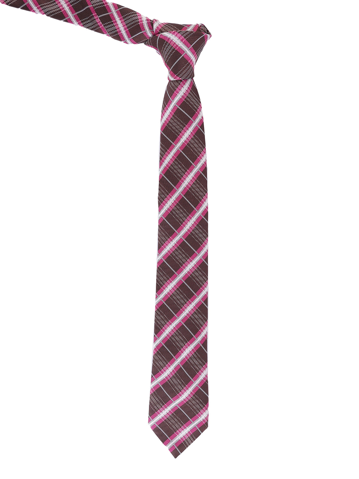Aristocratic Espresso and Magenta Plaid Necktie