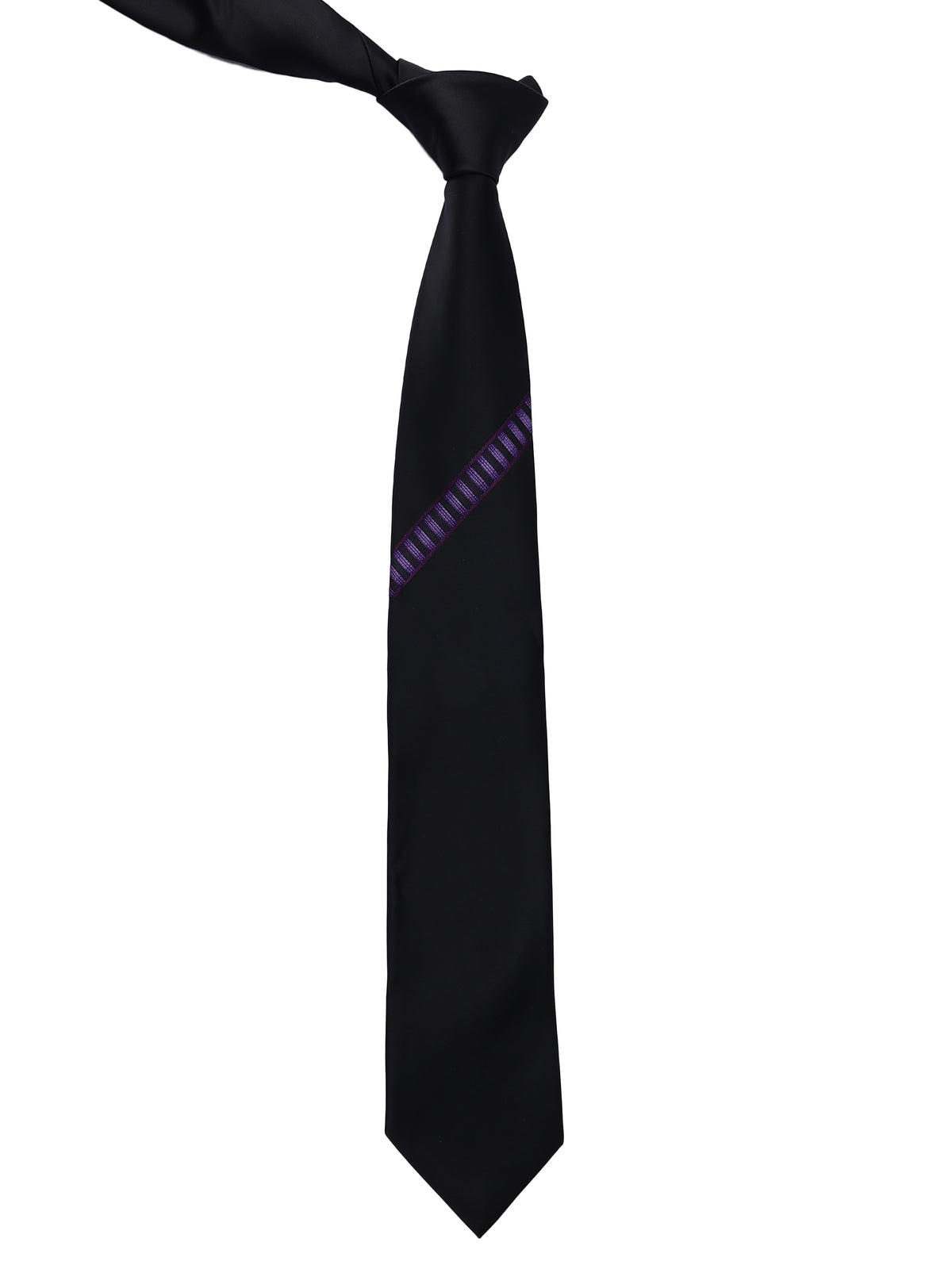 Black & Purple Diagonal Accent Stripe Necktie