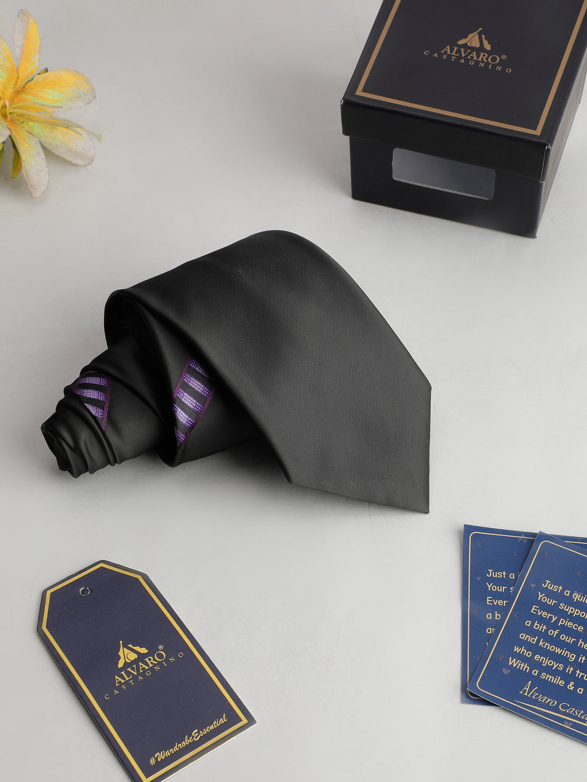 Black & Purple Diagonal Accent Stripe Necktie