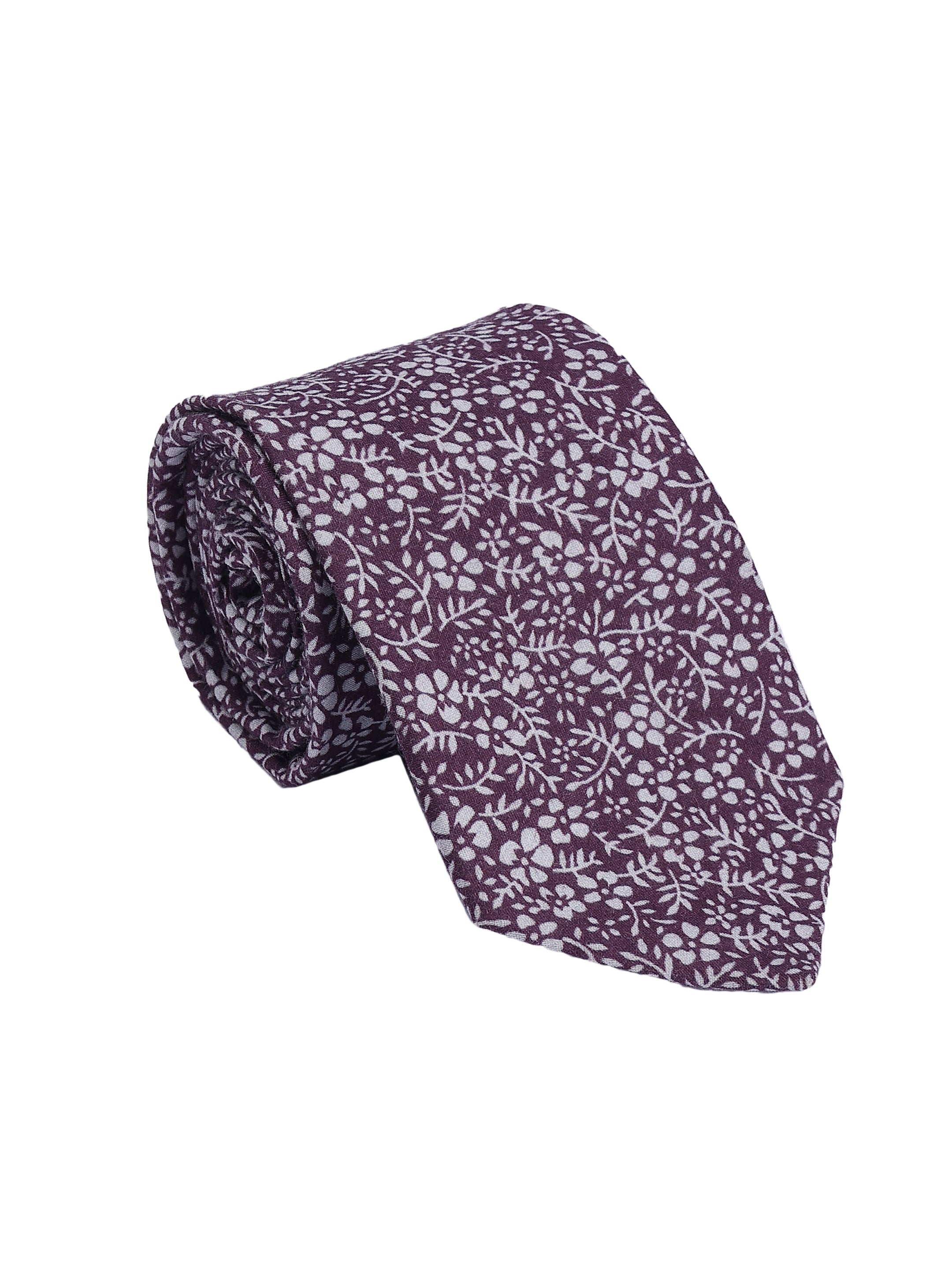 Purple Floral Cotton Tie